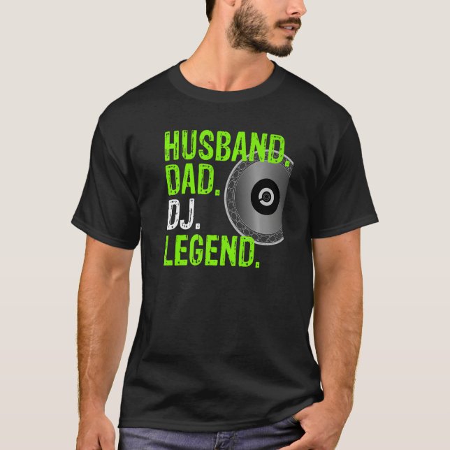 Camiseta Mens Husband Dad Dad DJ Legend (Anverso)