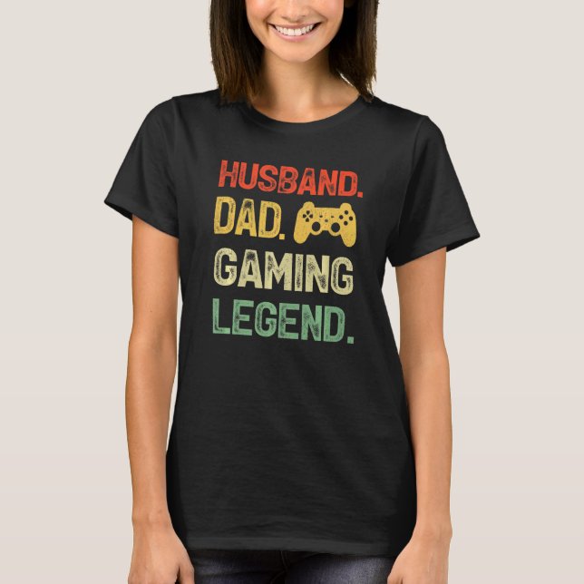 Camiseta Mens Husband Dad Gaming Legend  Video Game Dad Fat (Anverso)