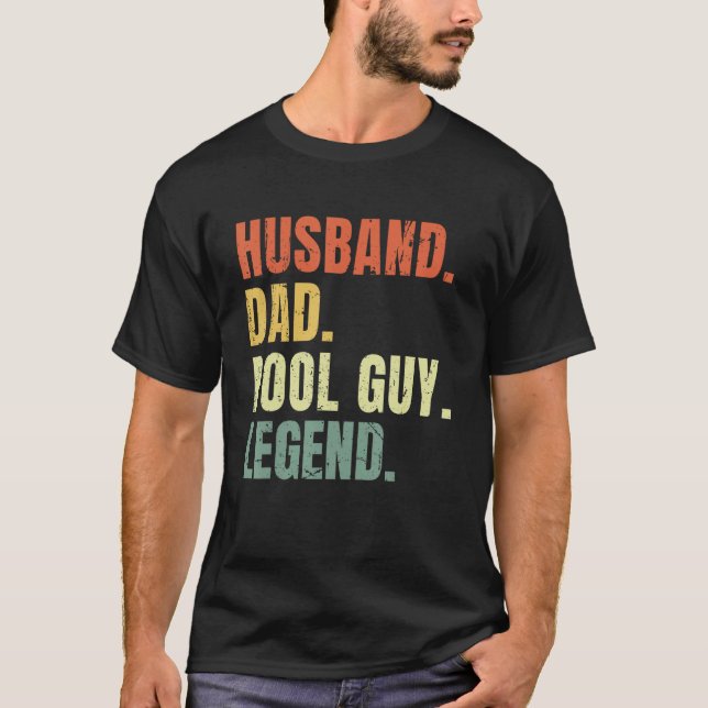 Camiseta Mens Husband Dad Pool Guy Legend Funny Fathers Day (Anverso)