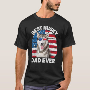 Camiseta Mens Husky Dad Patriotic Siberian Husky Dog Owne