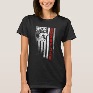 Camiseta Mens Husky Siberian Husky Dad American Flag Do
