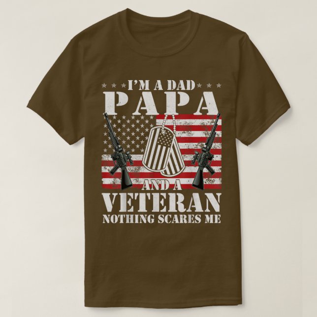 Camiseta Mens I'm A Dad Papa and a Veteran Nothing Scares M (Diseño del anverso)