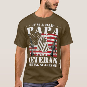Camiseta Mens I'm A Dad Papa and a Veteran Nothing Scares M