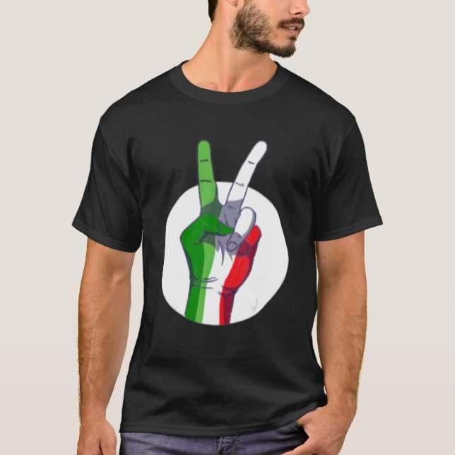 Camiseta Mens Italian Flag peace sign  Victory Sign Nationa (Anverso)