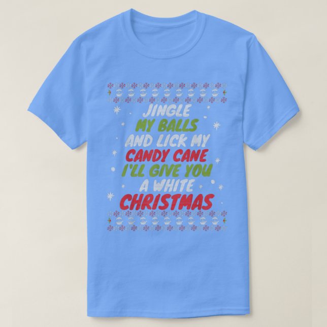 Camiseta Mens Jingle My Balls Lick My Candy Cane White Chri (Diseño del anverso)