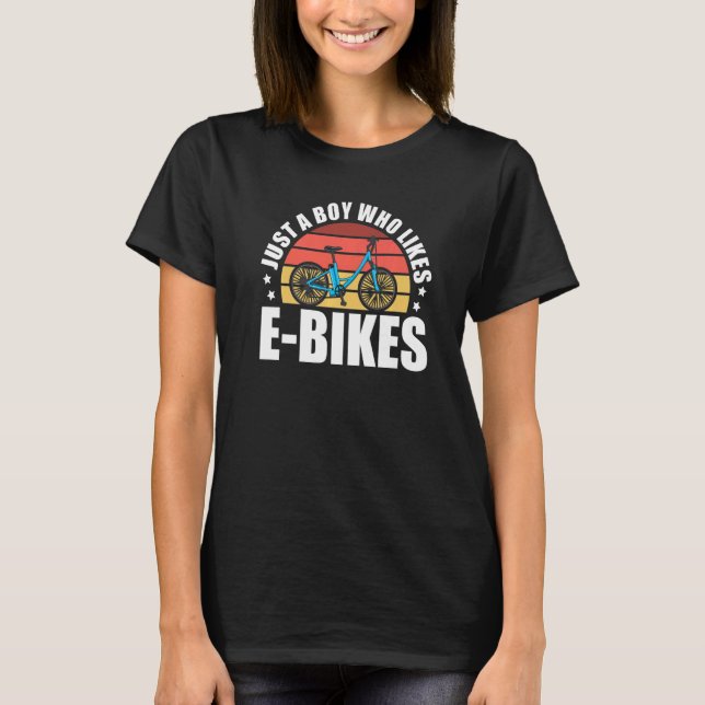 Camiseta Mens Just A Boy Who Loves E-Bikes Mountainbiker Cy (Anverso)