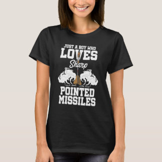 Camiseta Mens Just A Boy Who Loves Sharp Pointed Missiles D