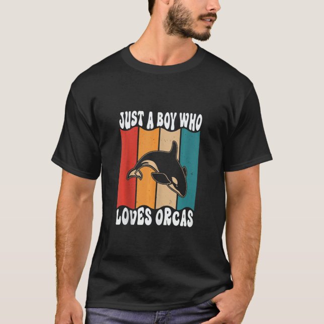 Camiseta Mens Just A Boyl Who Loves Orcas Killer Whales Sea (Anverso)
