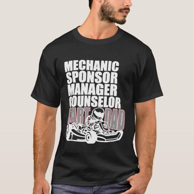 Camiseta Mens Karting Dad Patrocinador Mecánico Counselo (Anverso)