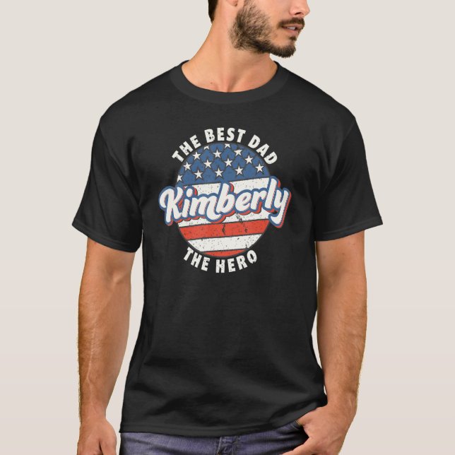 Camiseta Mens Kimberly Best Dad Hero US Flag Personalised F (Anverso)