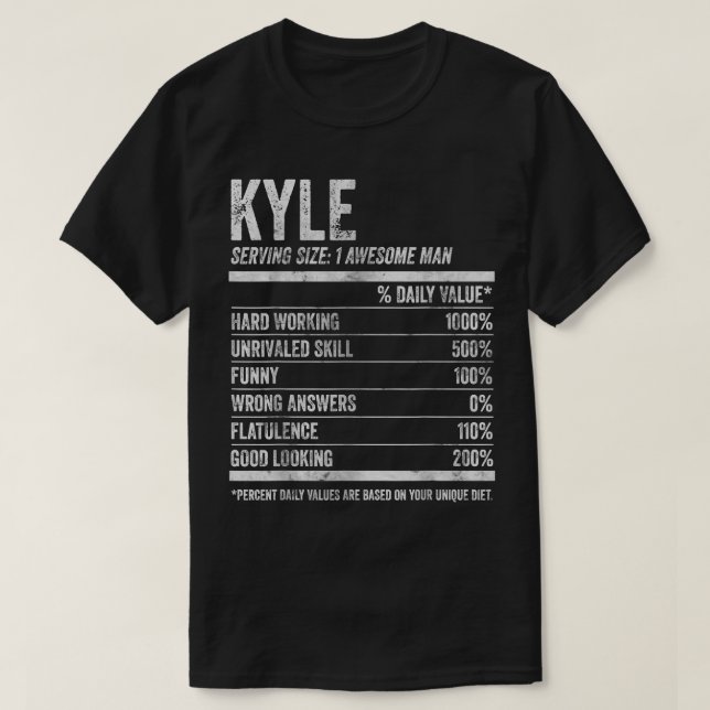 Camiseta Mens Kyle Nutrición Nombre personalizadoFunny Name (Diseño del anverso)