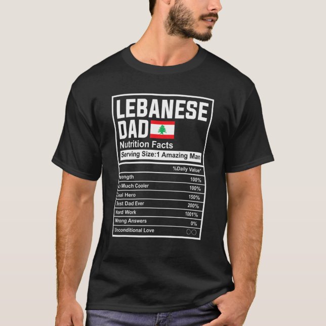 Camiseta Mens Lebanese Dad Nutrition Facts Father's Day Nat (Anverso)