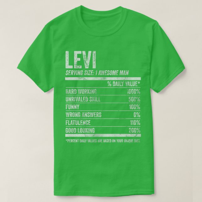 Camiseta Mens Levi Nutrition Personalized Name  Funny Name  (Diseño del anverso)