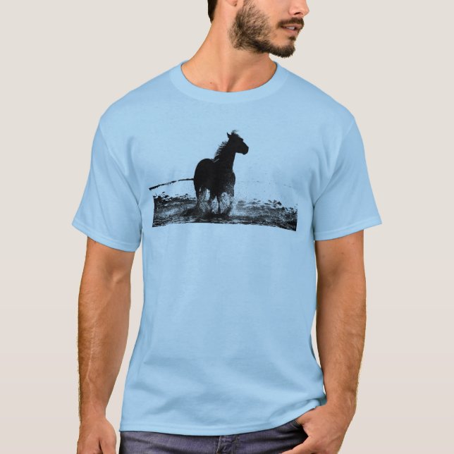 Camiseta Mens Light Blue T Shirt Corriendo Hacia Delante Y  (Anverso)