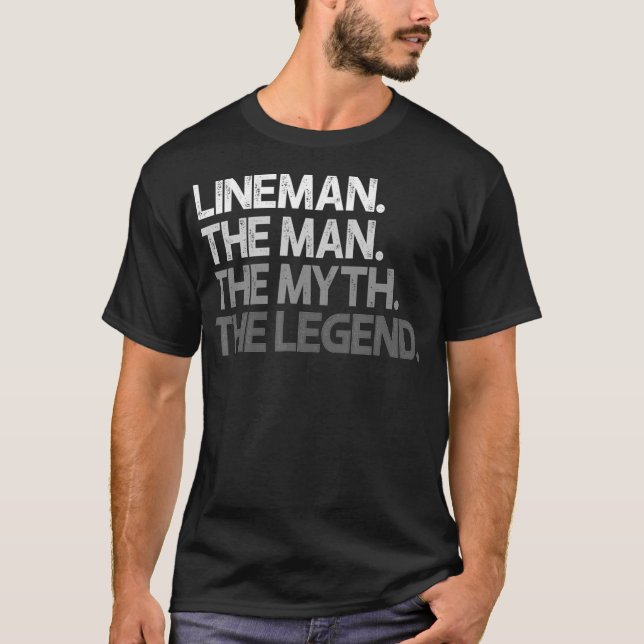 Camiseta Mens Lineman Gift The Man Myth Legend  (Anverso)