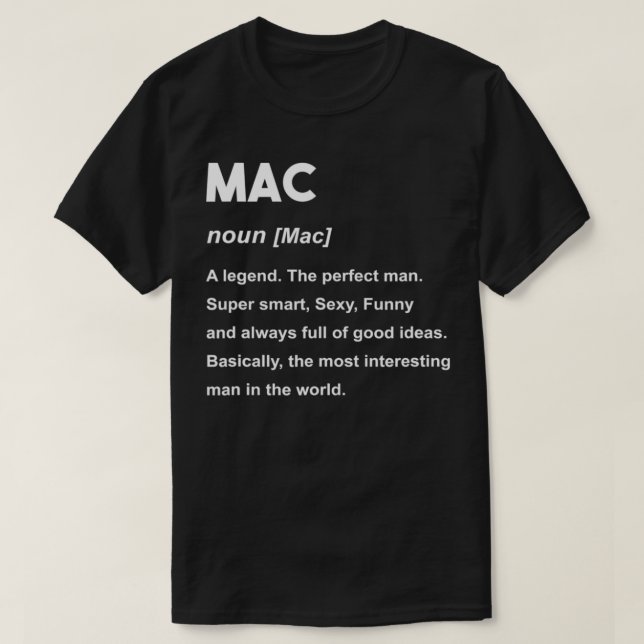 Camiseta Mens Mac Name Mac (Diseño del anverso)