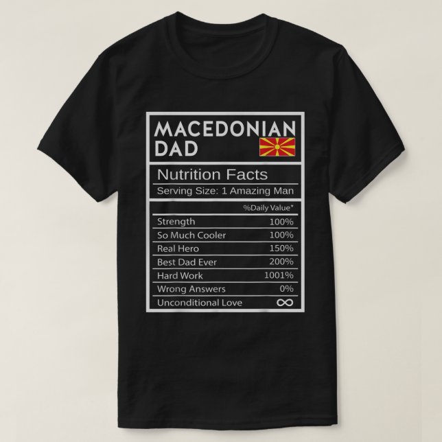 Camiseta Mens Macedonian Dad Nutrition Facts National Pride (Diseño del anverso)