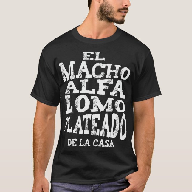 Camiseta Mens Macho Alfa Lomo Plateado Regalos para Papa (Anverso)