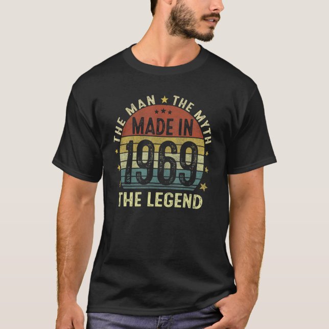 Camiseta Mens Made In 1969 Man Myth Legend 53 Year Old 53th (Anverso)