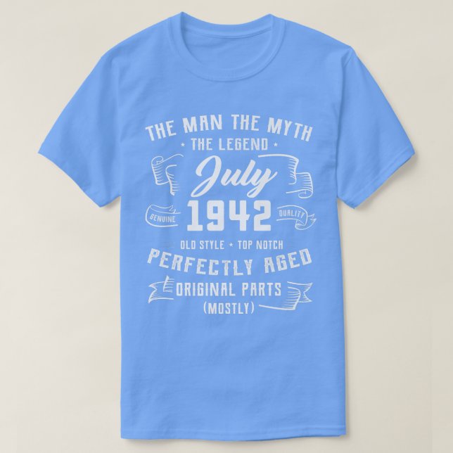Camiseta Mens Man Myth Legend July 1942 80th Birthday Gift  (Diseño del anverso)