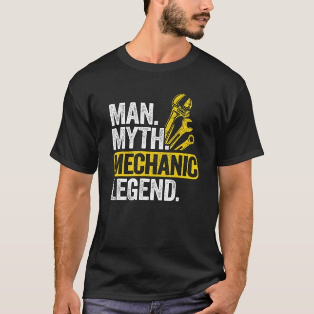Camiseta Mens Man Myth Mechanic Legend Car Guy Garage Dad M (Anverso)