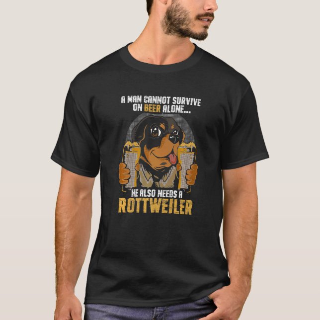 Camiseta Mens Man Needs Beer And Rottweiler Dog Owner Rotti (Anverso)