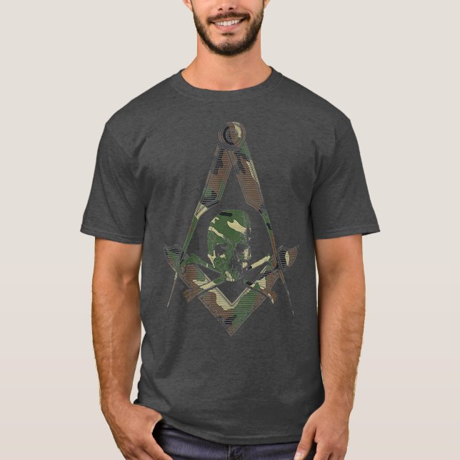 Camiseta Mens Masonic Square Compass Master Mason Camo (Anverso)
