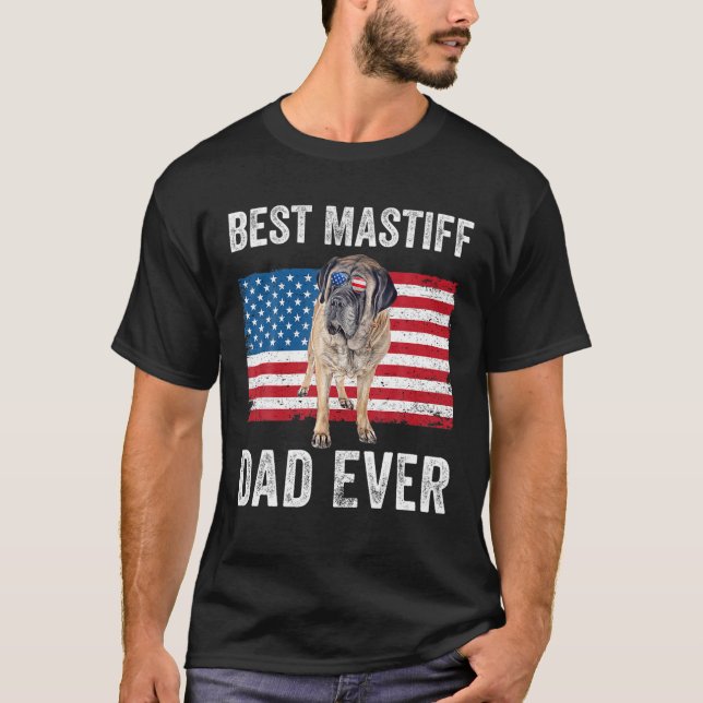 Camiseta Mens Mastiff Dad Dad Dad Daddy American Flag Engli (Anverso)