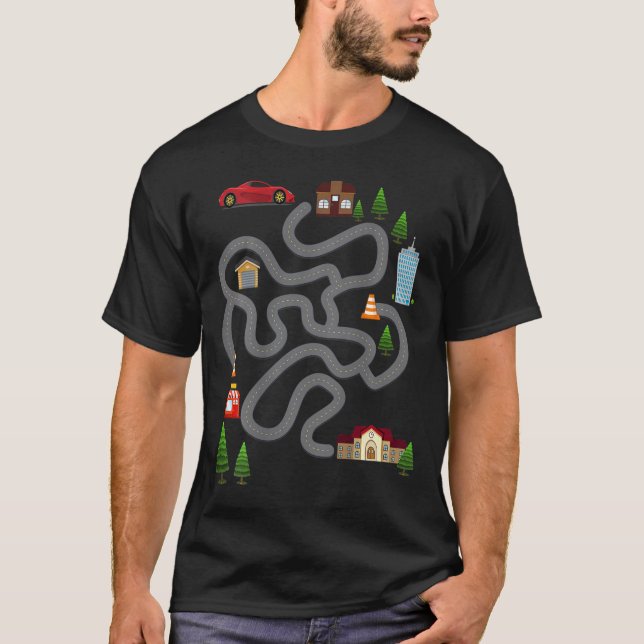 Camiseta Mens Maze Race Car Track Regalos para papá Rub Pl (Anverso)