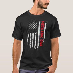 Camiseta Mens Mechanic Dad Dad American Flag 4 De Julio Par