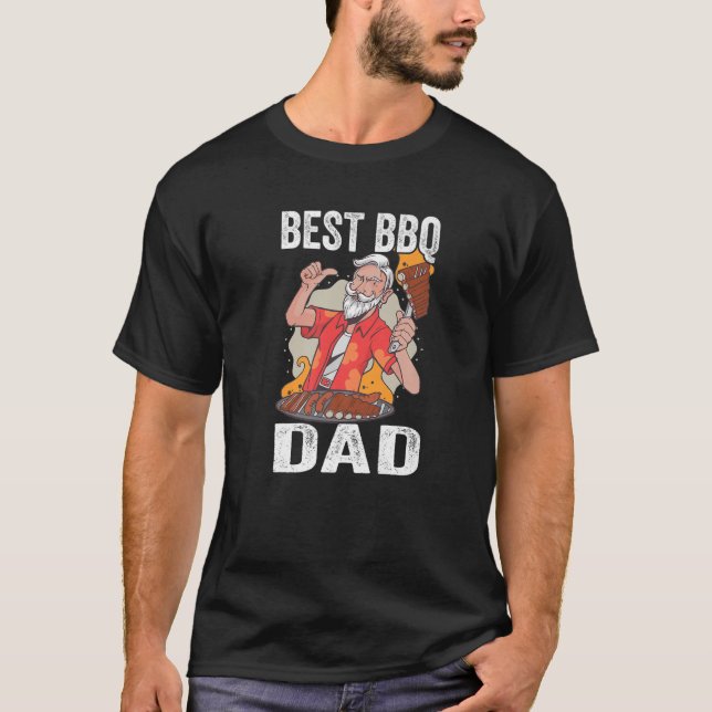 Camiseta Mens Mejor BBQ Papá Barbacoa Fumador Carne BBQ Gri (Anverso)