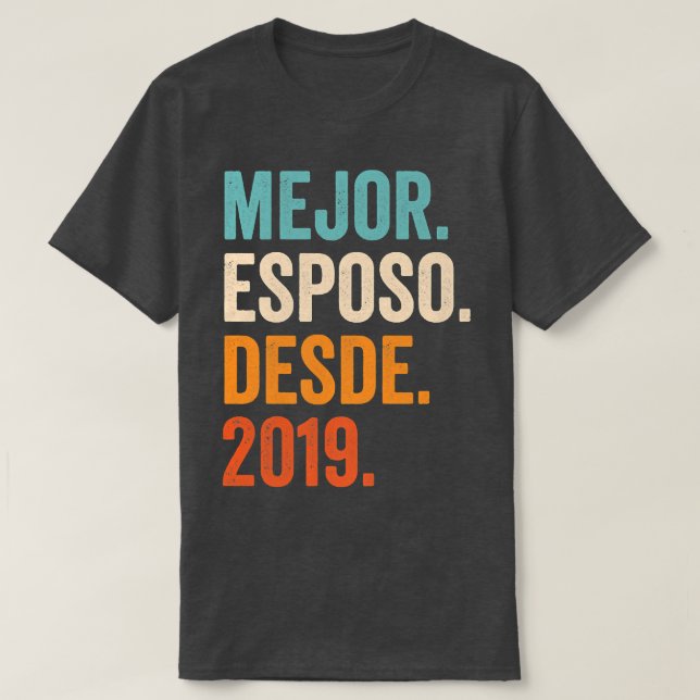 Camiseta Mens Mejor Esposo Desde 2019 Tercer aniversario bo (Diseño del anverso)