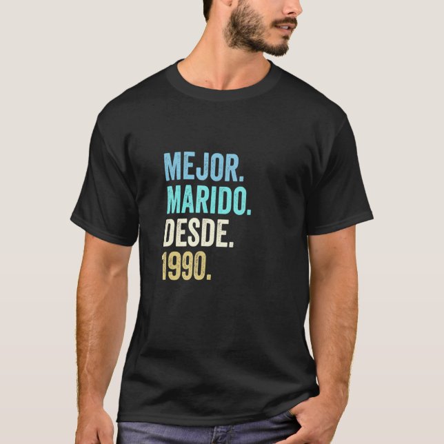 Camiseta Mens Mejor Marido Desde 1990 32ª Boda Annivers (Anverso)