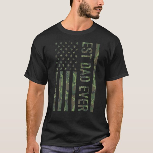 Camiseta Mens Mejor Papá Nunca Camuflaje De Bandera Estadou (Anverso)