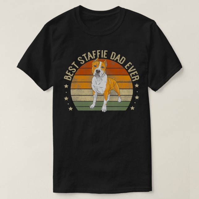 Camiseta Mens Mejor Staffie Dad Ever Retro Staffordshire Bu (Diseño del anverso)