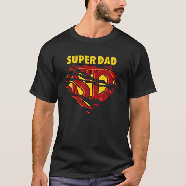 Camiseta Mens Men Super Dad Shield Tee, Lovely Apparel Gift (Anverso)