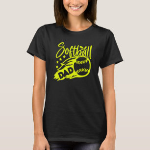 Camiseta Mens Mens Mens Softball Dad Stylized Flaming Ball