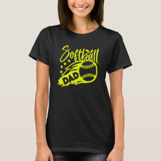 Camiseta Mens Mens Mens Softball Dad Stylized Flaming Ball