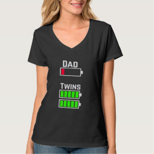 Camiseta Mens Mens Mens Tired Twin Dad Carga de batería baj
