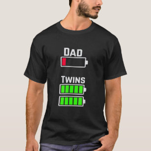 Camiseta Mens Mens Mens Tired Twin Dad Carga de batería baj