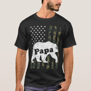 Camiseta Mens Mens Papa Bear camuflaje Bandera estadouniden