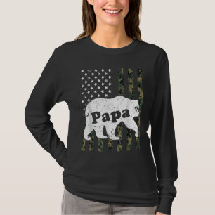 Camiseta Mens Mens Papa Bear camuflaje Bandera estadouniden
