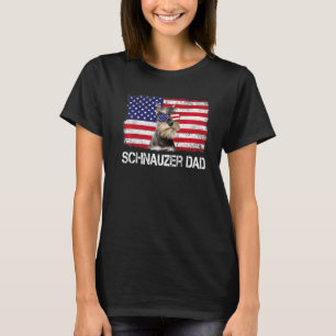 Camiseta Mens Mens Schnauzer Dad Bandera Estadounidense 4 D