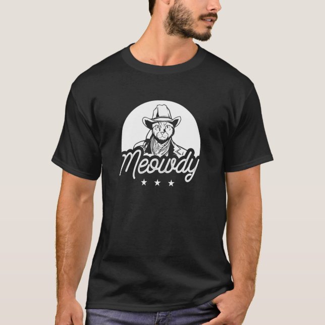 Camiseta Mens Meowdy Cat Mashup Howdy Texas Western Cowboy (Anverso)