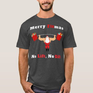 Camiseta Mens Merry Fitmas, sin ascensor, sin regalo Santa 