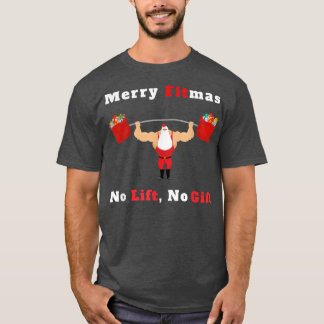 Camiseta Mens Merry Fitmas, sin ascensor, sin regalo Santa