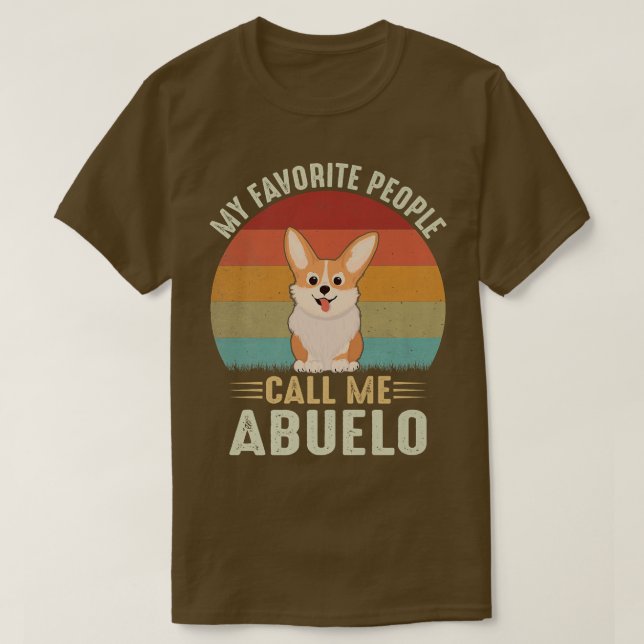 Camiseta Mens Mi Gente Favorita Me Llama Abuelo Cute Corgi  (Diseño del anverso)