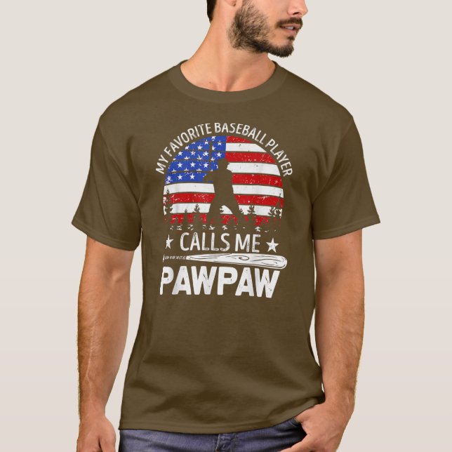 Camiseta Mens Mi jugador favorito de béisbol me llama Pawpa (Anverso)
