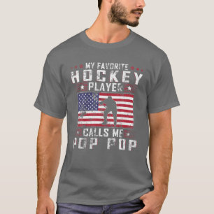 Camiseta Mens Mi jugador favorito de hockey me llama Pop Fa