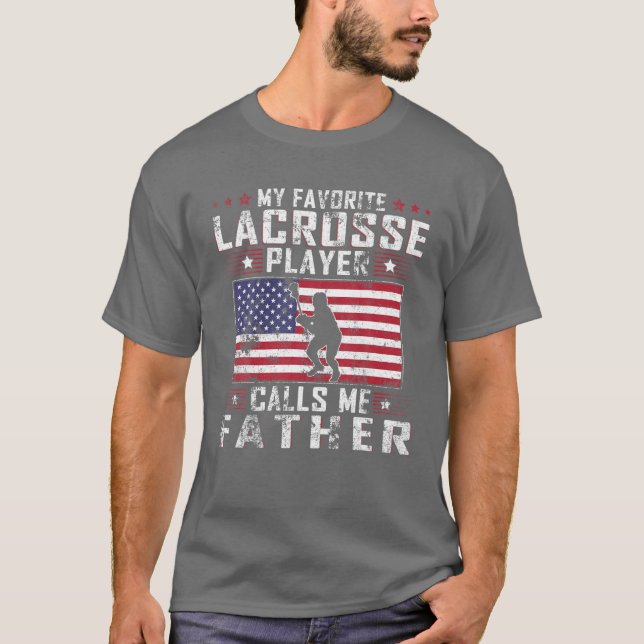 Camiseta Mens Mi jugador favorito de Lacrosse Me Llama Padr (Anverso)